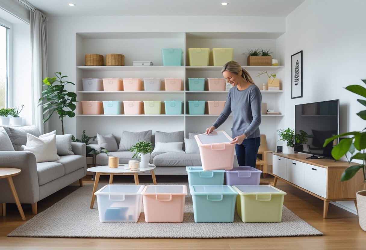 Sådan organiserer du din stue med smarte plastkasser til opbevaring